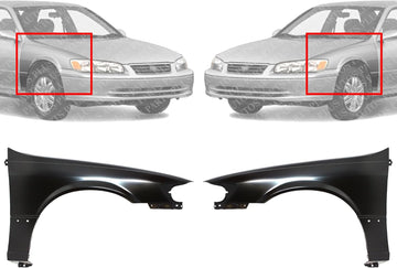Set Of 2 Front Fenders Primed Steel Left Driver & Right Passenger Side Direct Replacement Compatible With 1997-2001 Toyota Camry ‎TO1240162 TO1241162 53811AA020 53812AA020