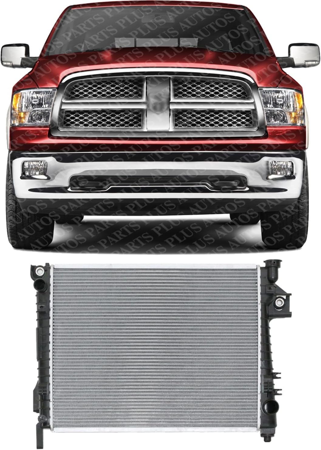 Front Radiator Aluminum Core Direct Replacement Compatible With 2004-2009 Dodge Ram Full Size Pickup CH3010302 55056682AB