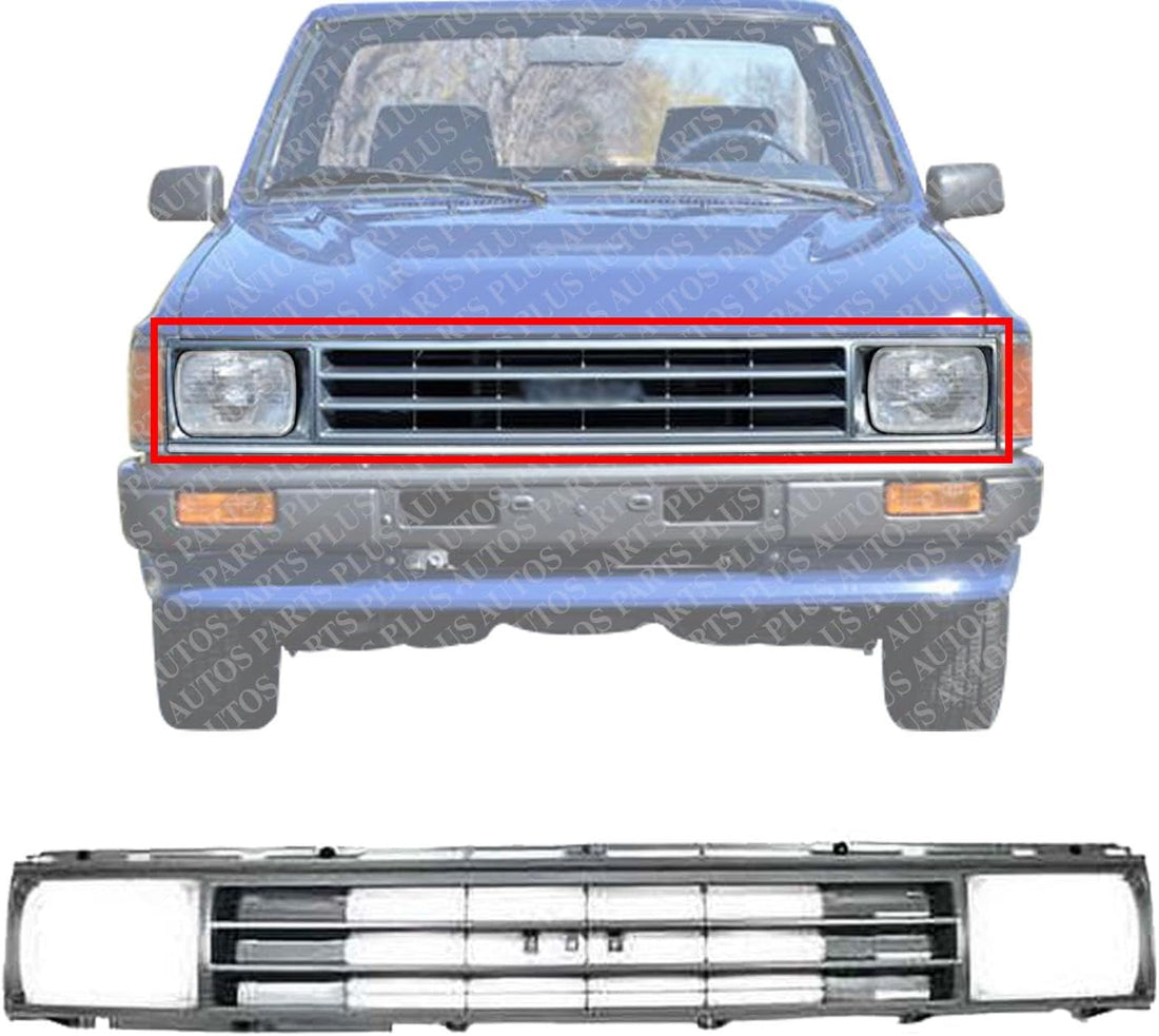 Front Grille Painted Silver Shell with Black Insert Direct Replacement Compatible With 1987-1988 Toyota Pickup TO1200108 5310089118