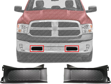 Set Of 2 Front Bumper Trim Textured Left Driver & Right Passenger Side Direct Replacement Compatible With 2013-2018 Ram 1500 CH1037112 68196984AA