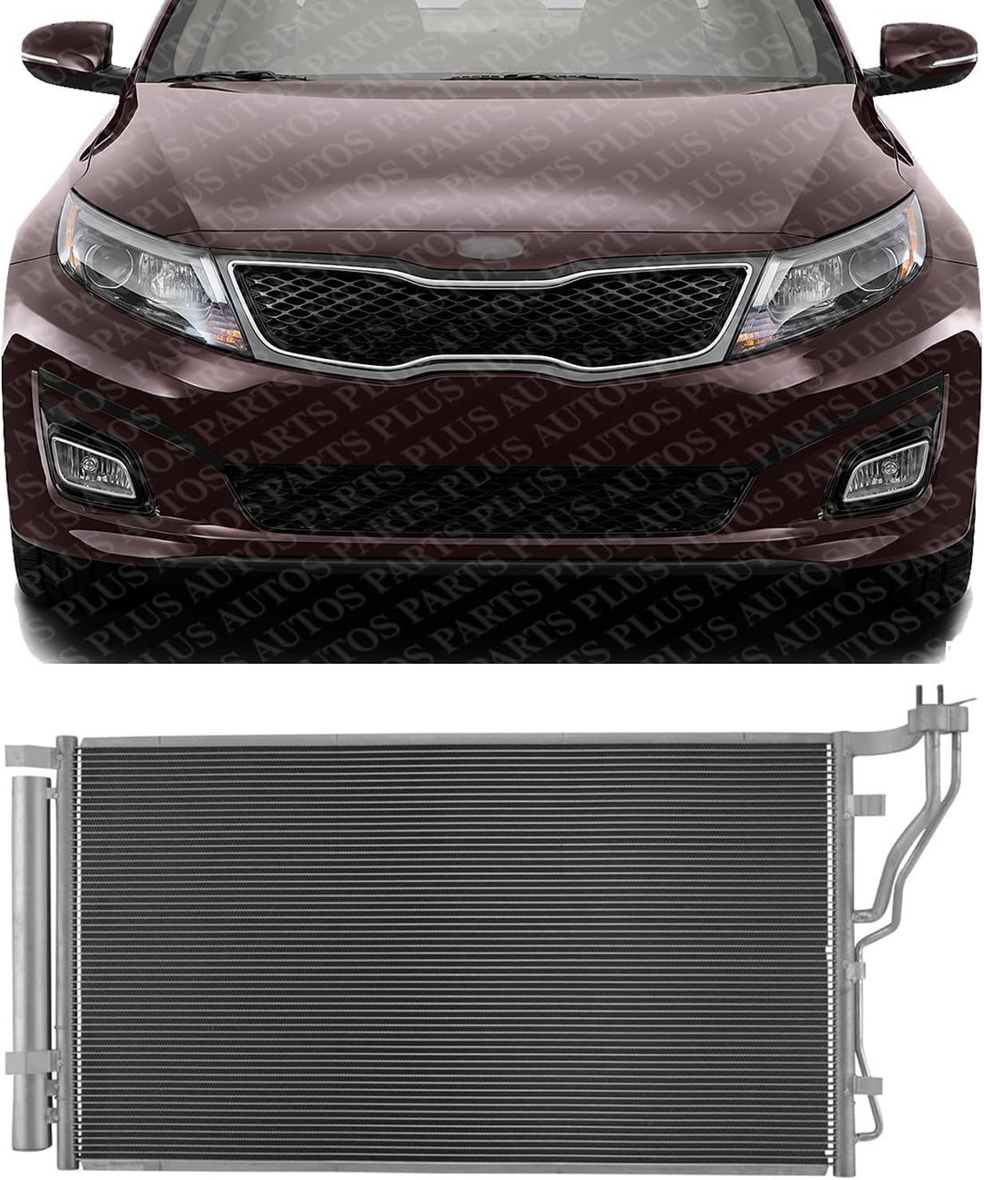Front A/C Condenser Aluminum Core Direct Replacement Compatible With 2011-2013 Hyundai Sonata / 2011-2015 Kia Optima / 2012-2014 Hyundai Azera HY3030143 976063R000 976063R001