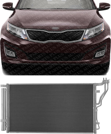 Front A/C Condenser Aluminum Core Direct Replacement Compatible With 2011-2013 Hyundai Sonata / 2011-2015 Kia Optima / 2012-2014 Hyundai Azera HY3030143 976063R000 976063R001