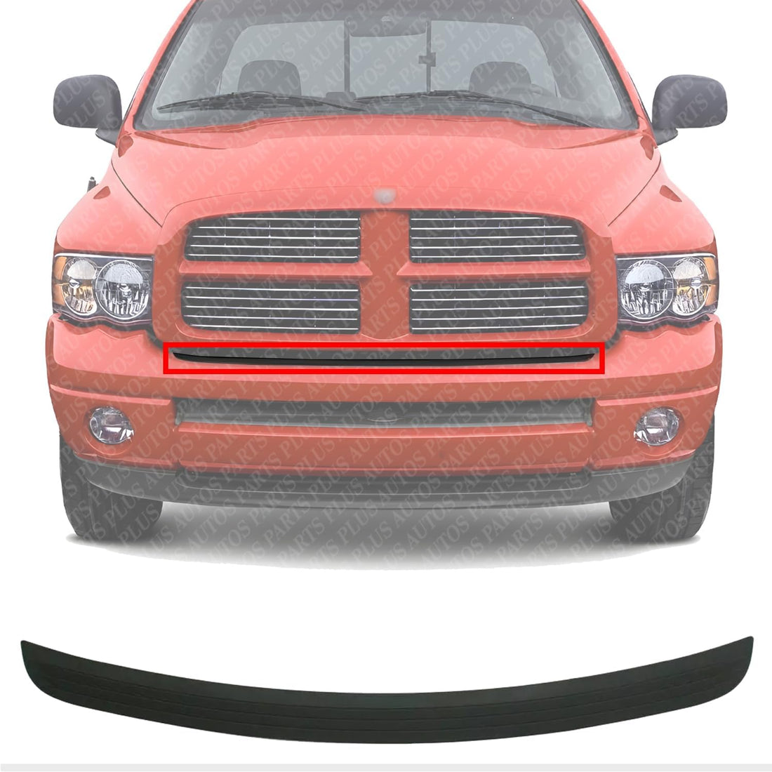 Front Bumper Molding Direct Replacement Compatible With 2002-2005 Dodge Ram 1500 2500 3500 CH1019102 55077342AC