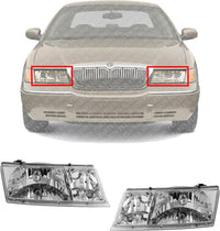 Set Of 2 Front Headlight Assembly Right Passenger & Left Driver Side Direct Replacement Compatible With 1998-2002 Mercury Grand Marquis FO2503149 FO2502149 YW3Z13008BB YW3Z13008CB