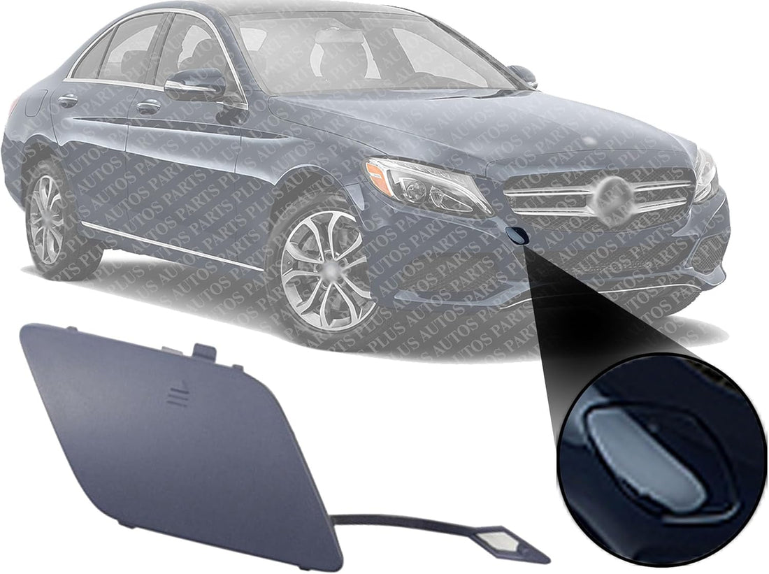 Front Bumper Tow Hook Cover Primed Right Passenger Side Direct Replacement Compatible With 2012-2015 Mercedes Benz C-Class MB1029109 20488505269999 204885052664999