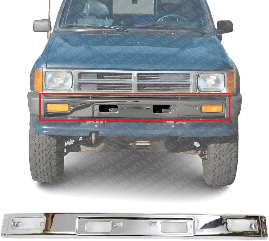 Front Bumper Chrome Steel Direct Replacement Compatible With 1984-1988 Toyota Pickup TO1002116 5211189139