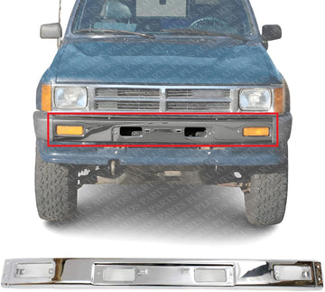Front Bumper Chrome Steel Direct Replacement Compatible With 1984-1988 Toyota Pickup TO1002116 5211189139