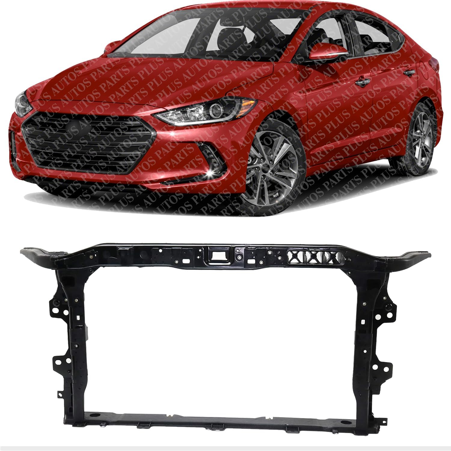 Front Radiator Support Plastic with Steel Direct Replacement Compatible with 2017-2018 Hyundai Elantra HY1225202 64101F2000