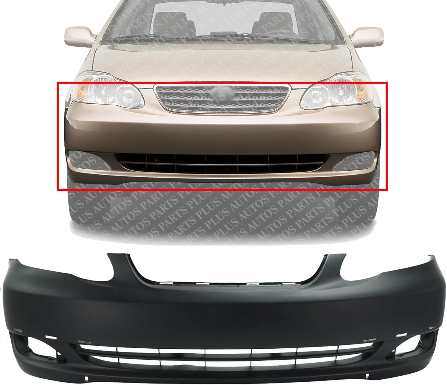 AUTOS PARTS PLUS Front Bumper Cover Primed Direct Replacement Compatible With 2005-2008 Toyota Corolla TO1000298 5211902947 521190Z939
