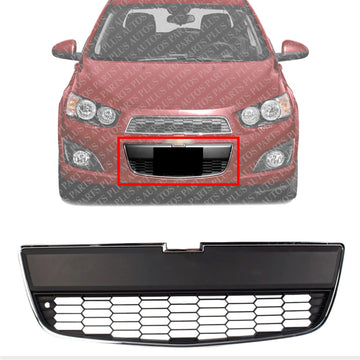 Front Bumper Lower Grille Chrome Shell Black Insert Direct Replacement Compatible With 2012-2016 Chevrolet Sonic GM1036139 95227395