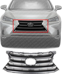 Front Grille Painted Silver Shell And Insert Plastic Direct Replacement Compatible With 2015-2017 Lexus NX200t / NX300h LX1200172 5311178010