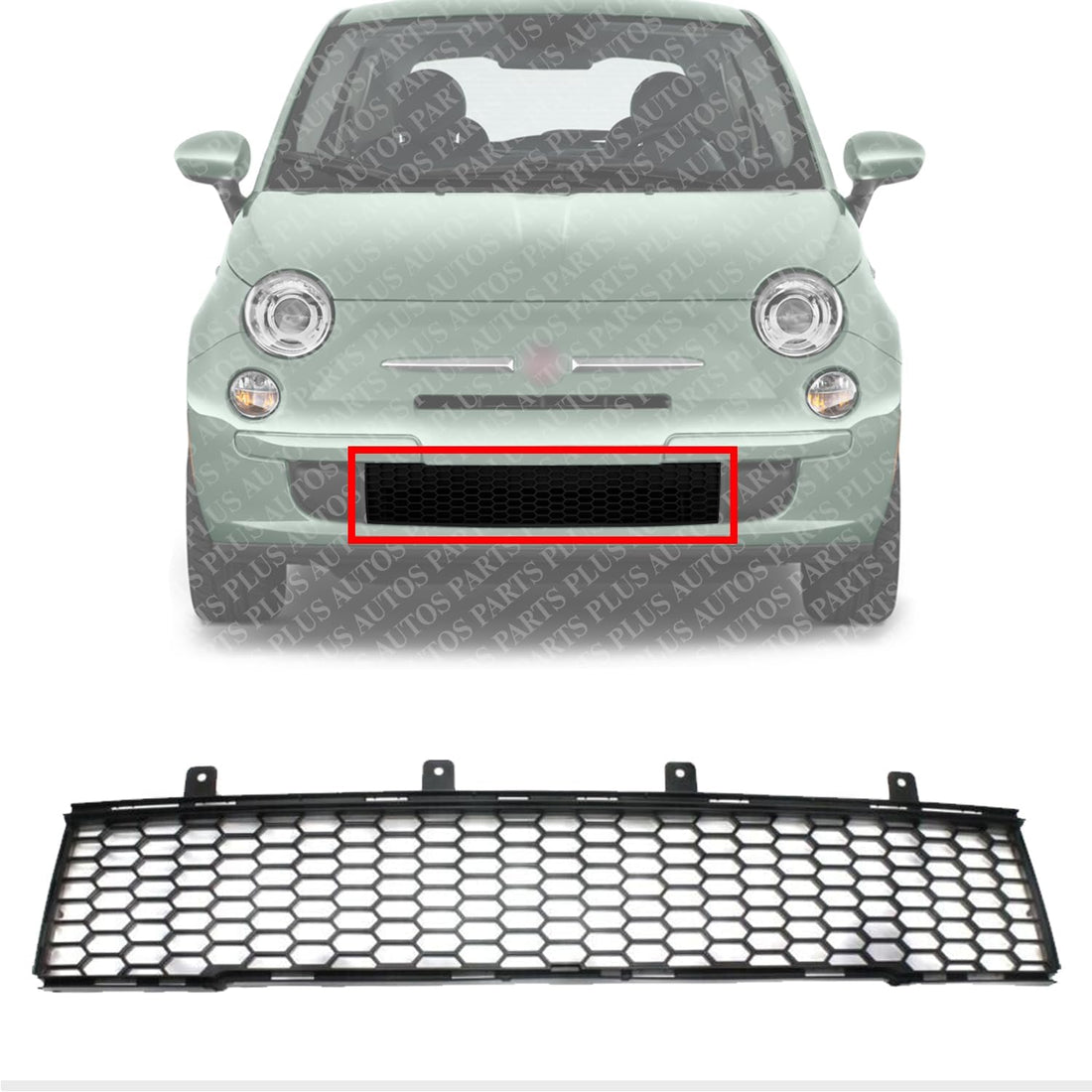 Front Bumper Lower Grille Textured Direct Replacement Compatible With 2012-2017 Fiat 500 FI1036100 1RZ48KX7AA