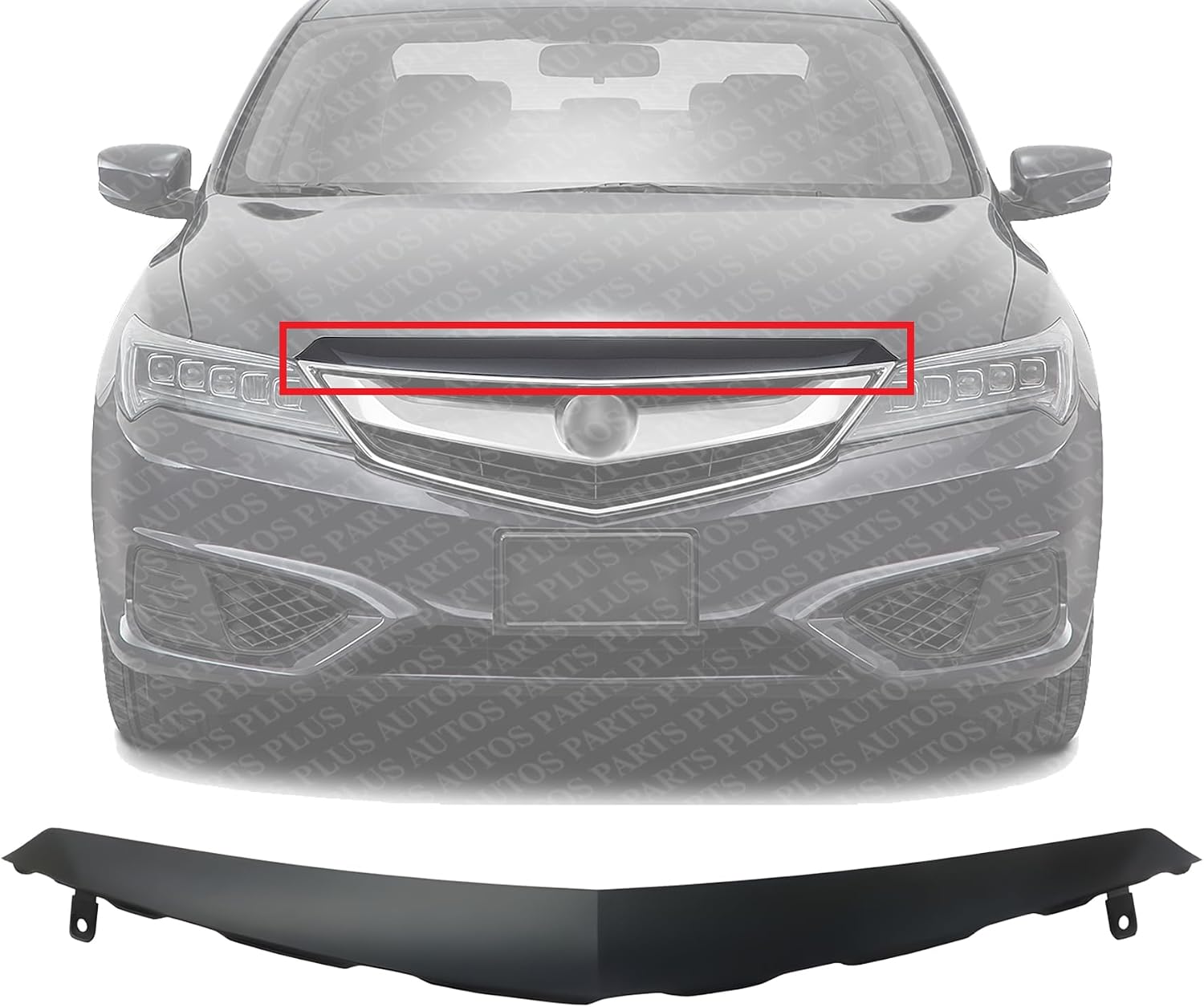 Front Grille Upper Molding Primed Plastic Direct Replacement Compatible With 2016-2018 Acura ILX AC1217106 71127TX6A50ZE