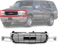 Front Grille Chrome Shell/Painted Black Insert Direct Replacement Compatible With 1999-2002 GMC Sierra 1500 2500/2000-2006 Yukon GM1200430 19130787