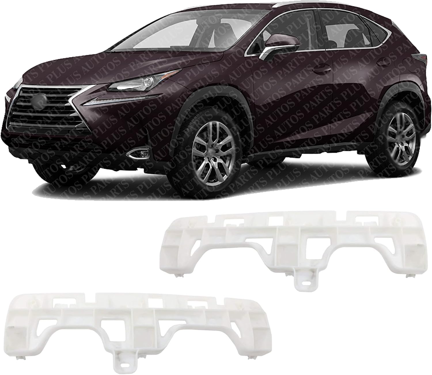 Set Of 2 Front Bumper Side Bracket Plastic Left Driver & Right Passenger Side Direct Replacement Compatible With 2015-2017 Lexus NX200t / NX300h LX1043114 LX1042114