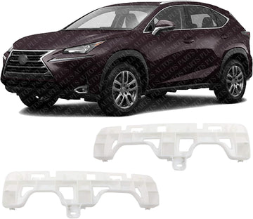 Set Of 2 Front Bumper Side Bracket Plastic Left Driver & Right Passenger Side Direct Replacement Compatible With 2015-2017 Lexus NX200t / NX300h LX1043114 LX1042114