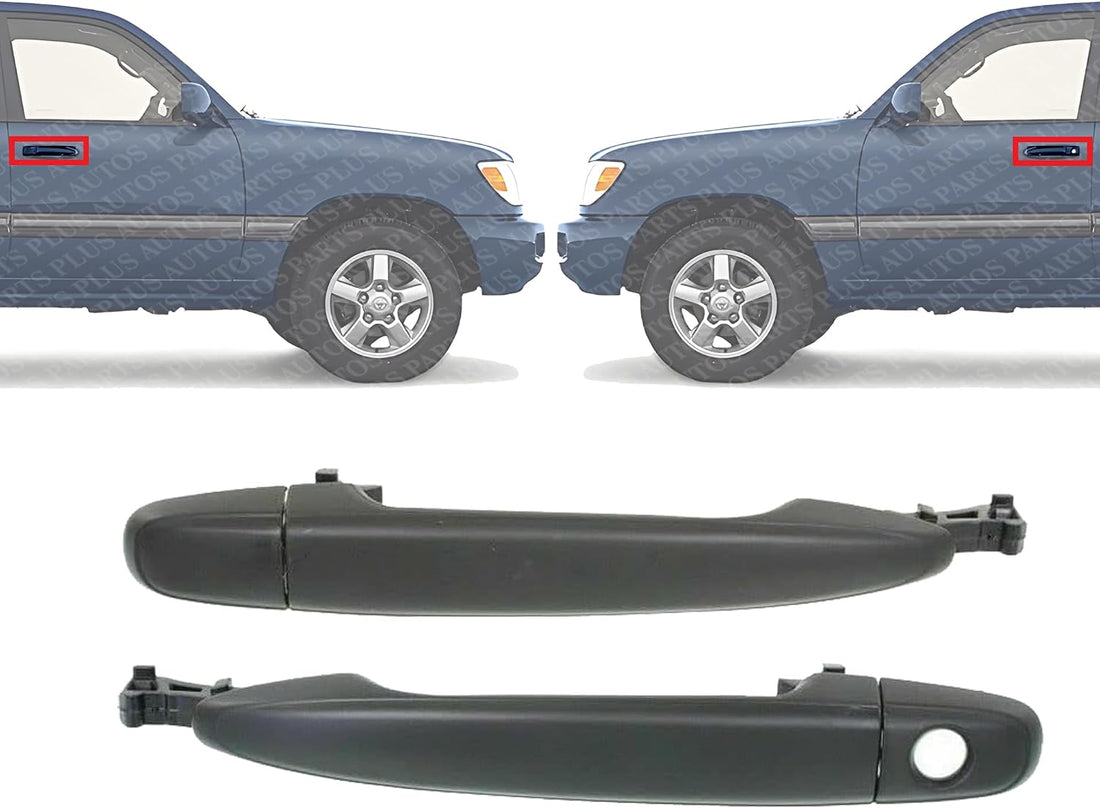 Set of 2 Front Exterior Door Handle Smooth Black Right Passenger & Left Driver Side Direct Replacement Compatible with 2003-2009 Toyota Land Cruiser / 2008-2017 Highlander 6921128070