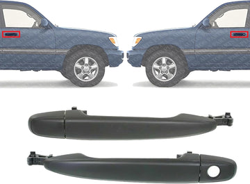 Set of 2 Front Exterior Door Handle Smooth Black Right Passenger & Left Driver Side Direct Replacement Compatible with 2003-2009 Toyota Land Cruiser / 2008-2017 Highlander 6921128070