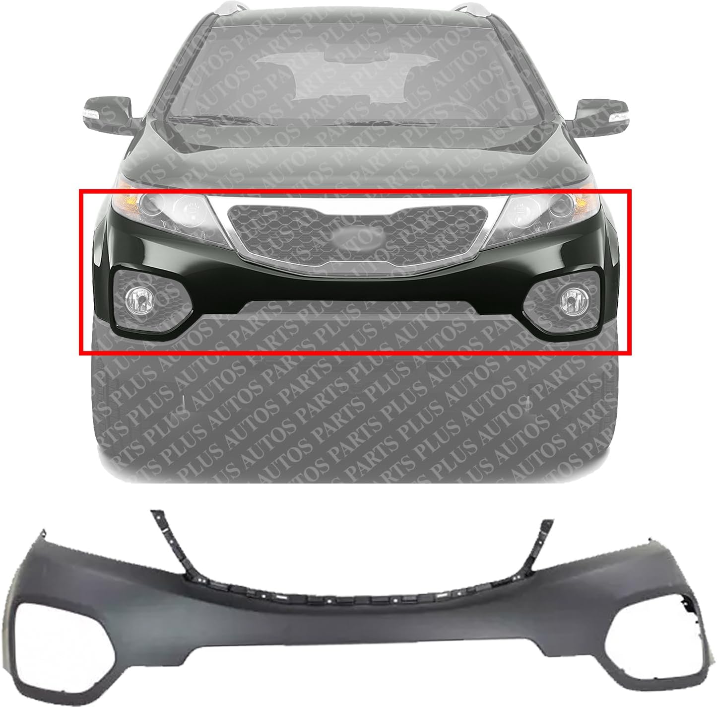 Front Bumper Upper Cover Primed Direct Replacement Compatible With 2011-2013 Kia Sorento KI1000149 865111U000