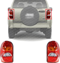 Set Of 2 Tail Light Assembly Plastic Left Driver & Right Passenger Side Direct Replacement Compatible With 2002-2004 Jeep Liberty CH2801149 CH2800149 55155828AH 55155829AH