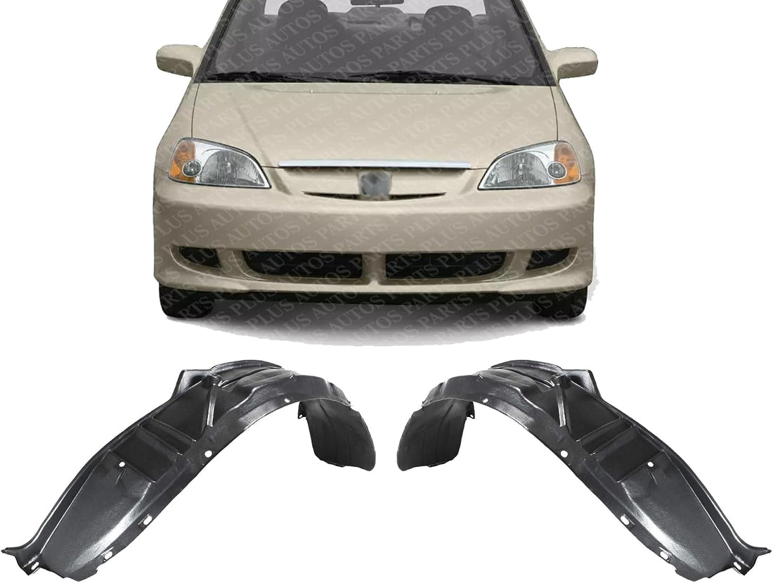 Set Of 2 Front Fender Liner Right Passenger & Left Driver Side Direct Replacement Compatible With 2001-2003 Honda Civic HO1249109 HO1248109 74151S5A000 74101S5A000