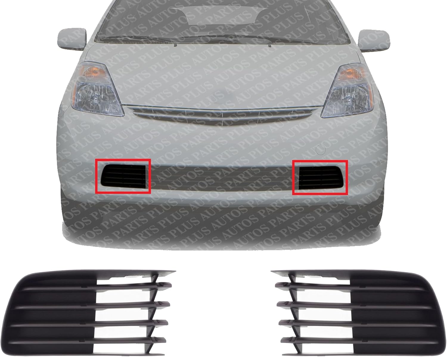 Set Of 2 Front Fog Light Cover Primed Right Passenger & Left Driver Side Without Hole Direct Replacement Compatible With 2004-2009 Toyota Prius TO1039119 TO1038119 5311247020