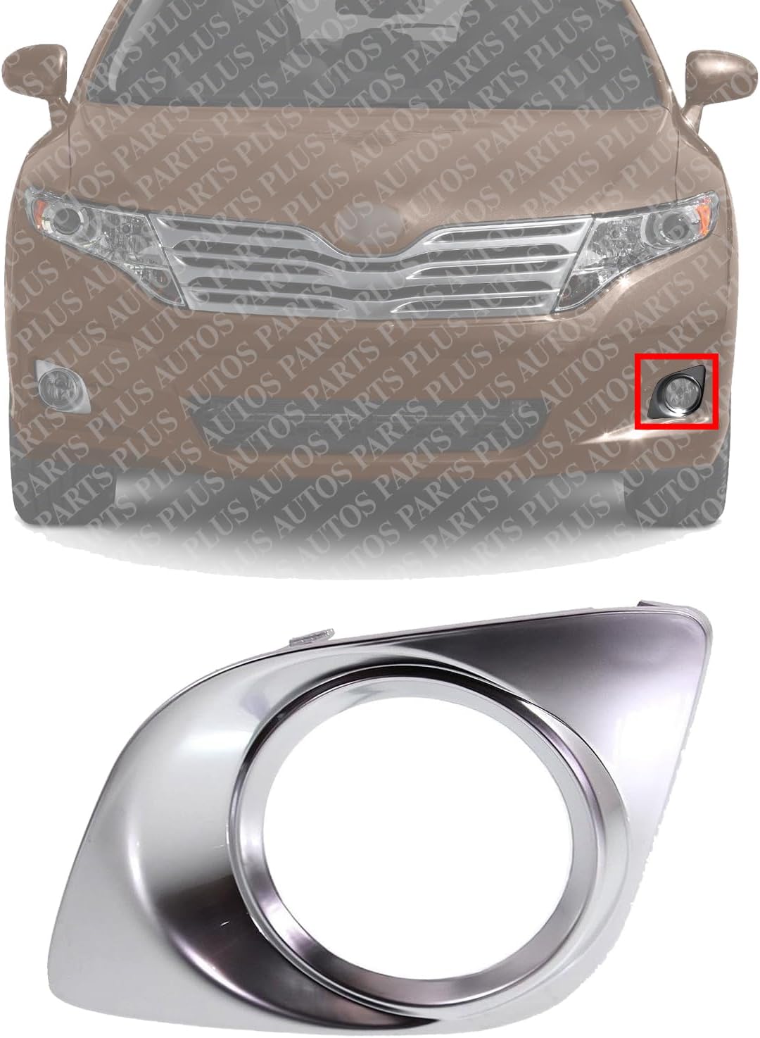 Front Fog Light Molding Chrome Left Driver Side Direct Replacement Compatible With 2009-2012 Toyota Venza TO1038133 521280T010