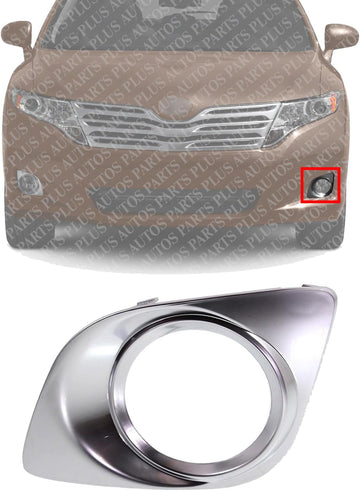 Front Fog Light Molding Chrome Left Driver Side Direct Replacement Compatible With 2009-2012 Toyota Venza TO1038133 521280T010