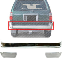 AUTOS PARTS PLUS Rear Step Bumper Face Bar + End Caps Chrome Steel Left Driver & Right Passenger Side Direct Replacement Compatible With 1999-2002 Toyota 4Runner TO1102228 TO1105101 TO1104101