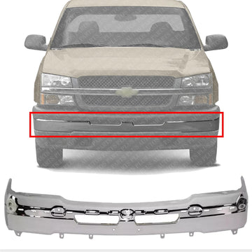 ront Bumper Face Bar Chrome Steel Direct Replacement Compatible With 2003-2006 Chevrolet Silverado 1500/2002-2006 Avalanche GM1002416 19150310