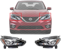 Set Of 2 Front Head Light Assembly Plastic Left Driver & Right Passenger Side Direct Replacement Compatible With 2016-2019 Nissan Sentra NI2503244 NI2502244 260103YU0A 260603YU0A