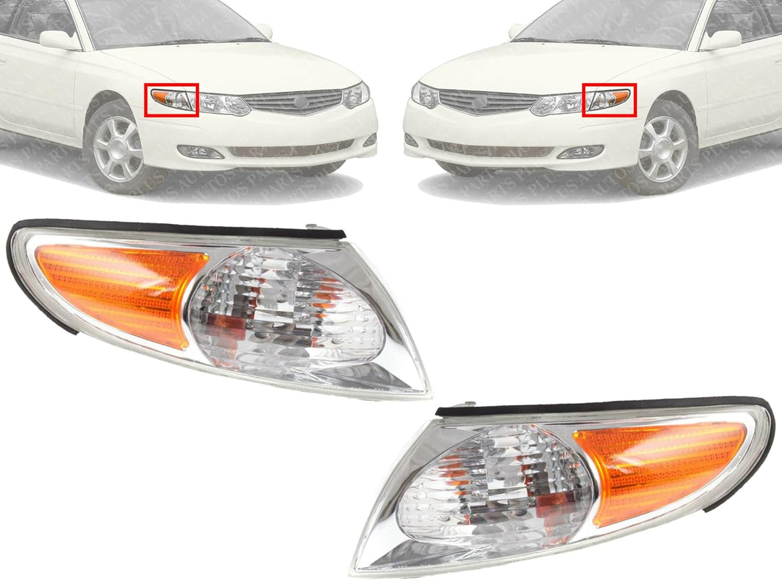 Set Of 2 Front Corner Light Assembly Left Driver & Right Passenger Side Direct Replacement Compatible With 2002-2003 Toyota Solara TO2521166 TO2520166 81510AA030 81520AA030