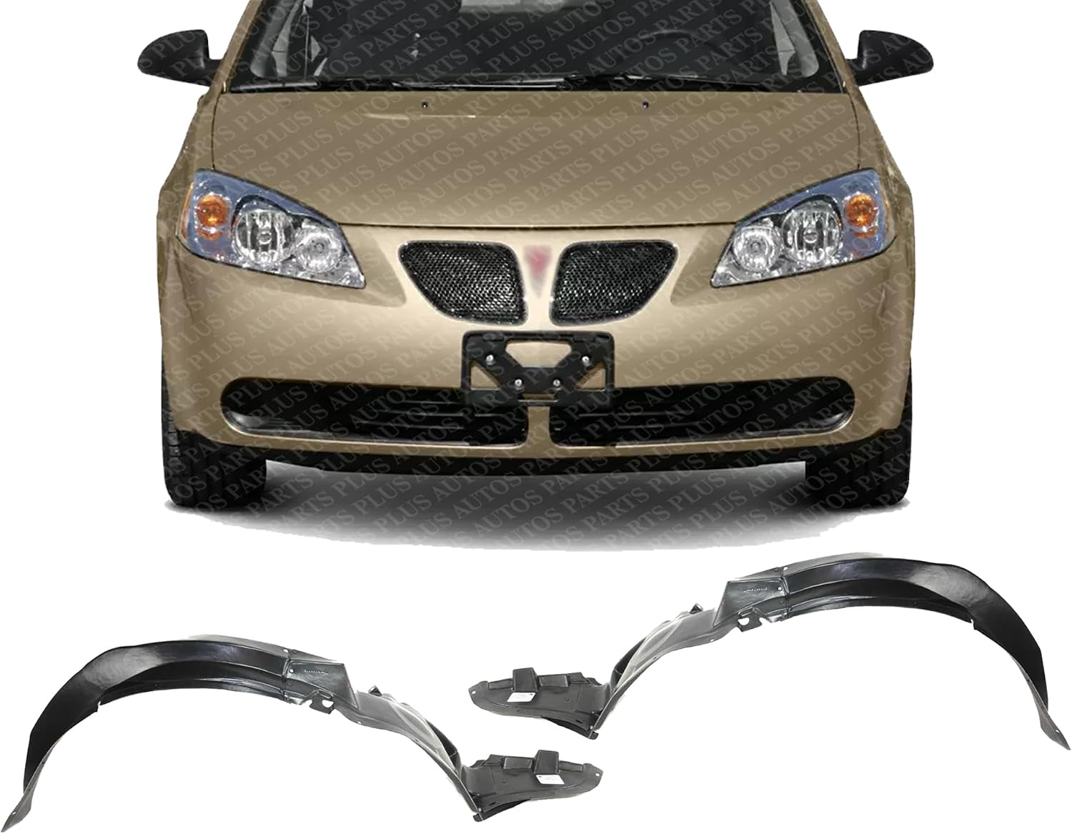 Set Of 2 Front Fender Liner Left Driver & Right Passenger Side Direct Replacement Compatible With 2005-2010 Pontiac G6 GM1249174 GM1248174 20815093 25956106