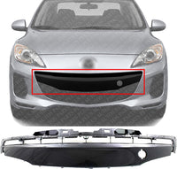 Front Bumper Lower Grille Painted Silver Black Plastic Direct Replacement Compatible With 2012-2013 Mazda 3 MA1036118 BGV8501T2C