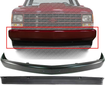 AUTOS PARTS PLUS Front Bumper Face Bar + Lower Valance Air Deflector Primed Direct Replacement Compatible With 1988-2000 Chevrolet C/K Series GM1090108 GM1002168 15569428 15607509