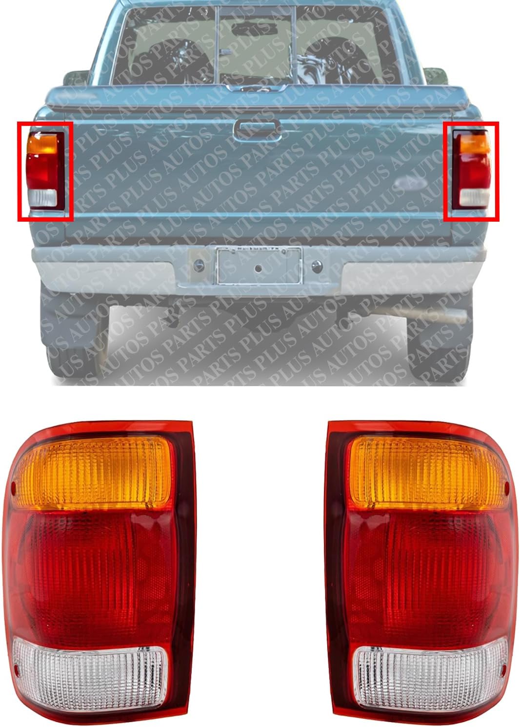 Set Of 2 Tail Light Lens And Housing Right Passenger & Left Driver Side Direct Replacement Compatible With 1998-1999 Ford Ranger FO2801121 FO2800121 F87Z13405BA F87Z13404BA