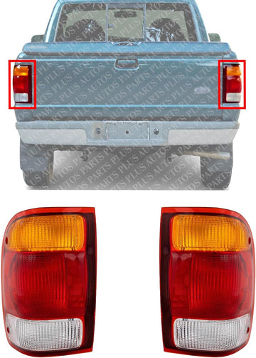 Set Of 2 Tail Light Lens And Housing Right Passenger & Left Driver Side Direct Replacement Compatible With 1998-1999 Ford Ranger FO2801121 FO2800121 F87Z13405BA F87Z13404BA
