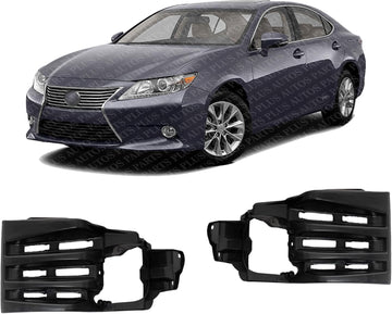 Set of 2 Front Fog Light Bracket Plastic Left Driver & Right Passenger Side Direct Replacement Compatible with 2013-2015 Lexus ES300h / ES350 LX2603103 LX2602103