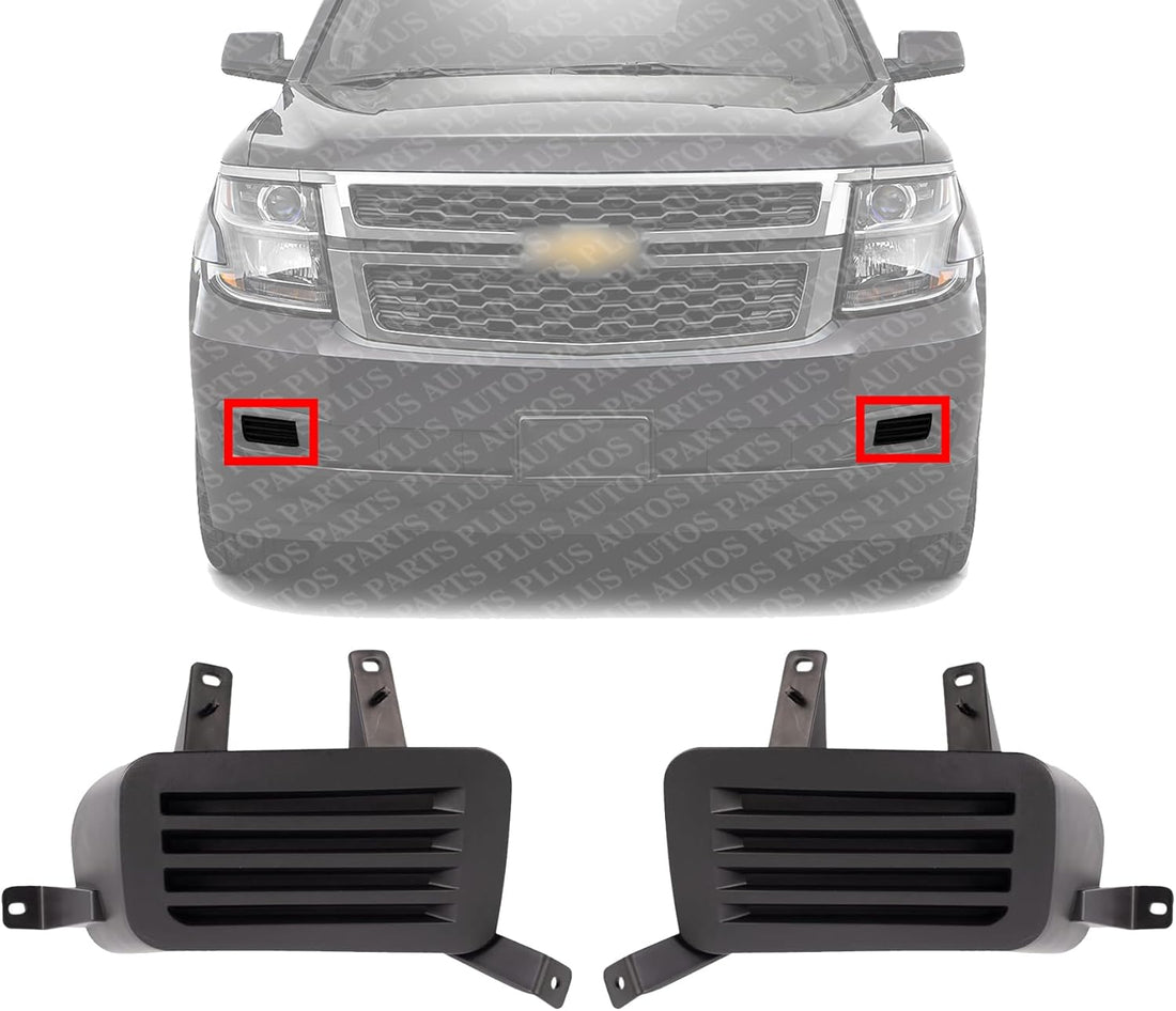 Set Of 2 Front Fog Light Cover Left Driver & Right Passenger Side Direct Replacement Compatible With 2015-2020 Chevrolet Suburban/Tahoe GM1039188 GM1038188 22936498 22936497