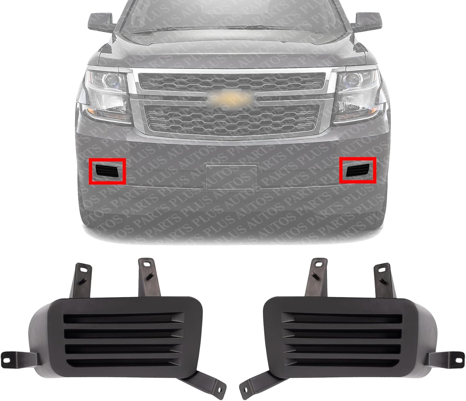 Set Of 2 Front Fog Light Cover Left Driver & Right Passenger Side Direct Replacement Compatible With 2015-2020 Chevrolet Suburban/Tahoe GM1039188 GM1038188 22936498 22936497