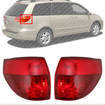 Set Of 2 Tail Light Outer Lens And Housing Left Driver & Right Passenger Side Direct Replacement Compatible With 2004-2005 Toyota Sienna 81550AE010-PFM 81560AE010-PFM