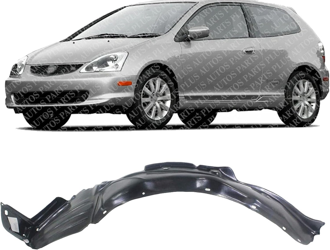 Front Fender Liner Left Driver Side Direct Replacement Compatible With 2002-2005 Honda Civic HO1248119 74151S6A000