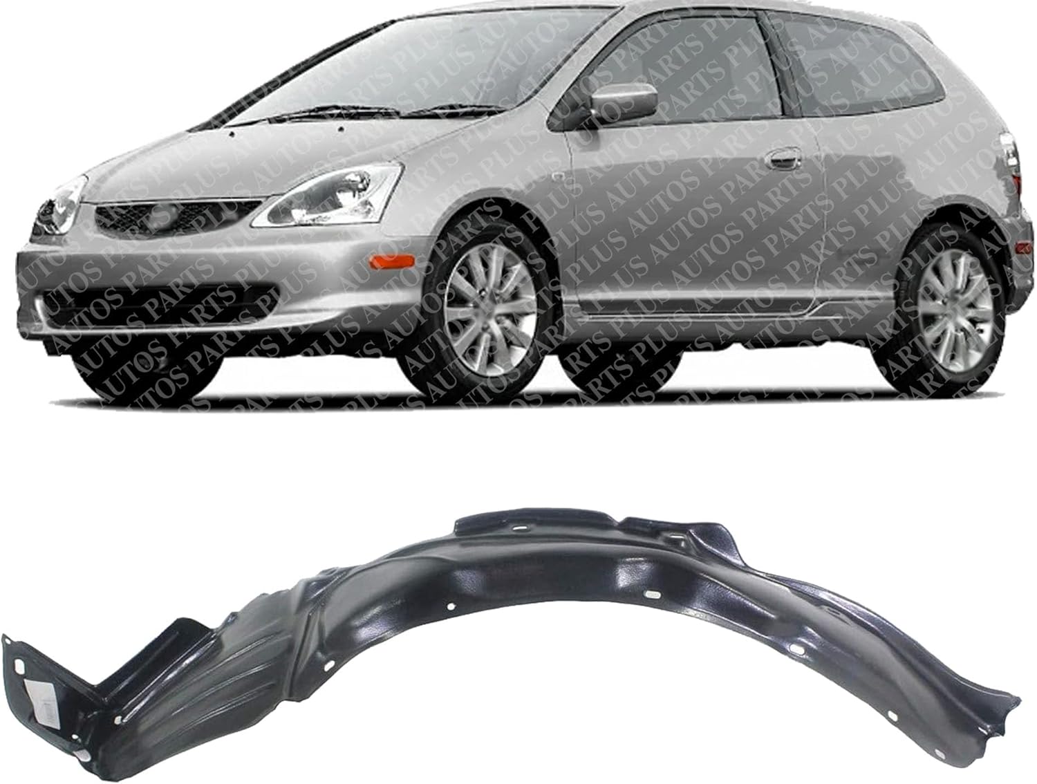 Front Fender Liner Left Driver Side Direct Replacement Compatible With 2002-2005 Honda Civic HO1248119 74151S6A000