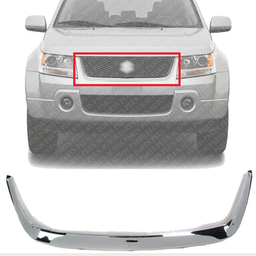Front Center Grille Trim Molding Chrome Direct Replacement Compatible With 2006-2008 Suzuki Grand Vitara SZ1200121 7174265J010PG
