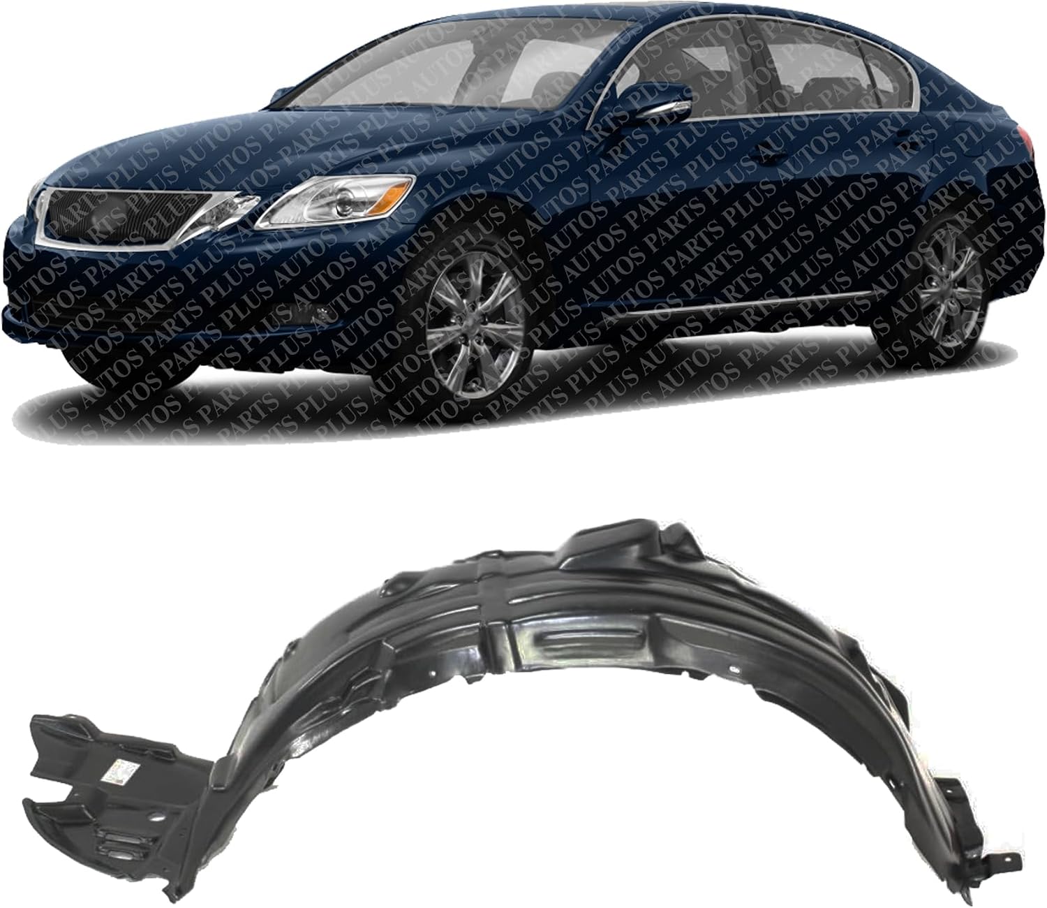 Front Inner Fender Liner Left Driver Side Direct Replacement Compatible With 2008-2011 Lexus GS350 / GS450H / GS460 LX1248106 5380630150