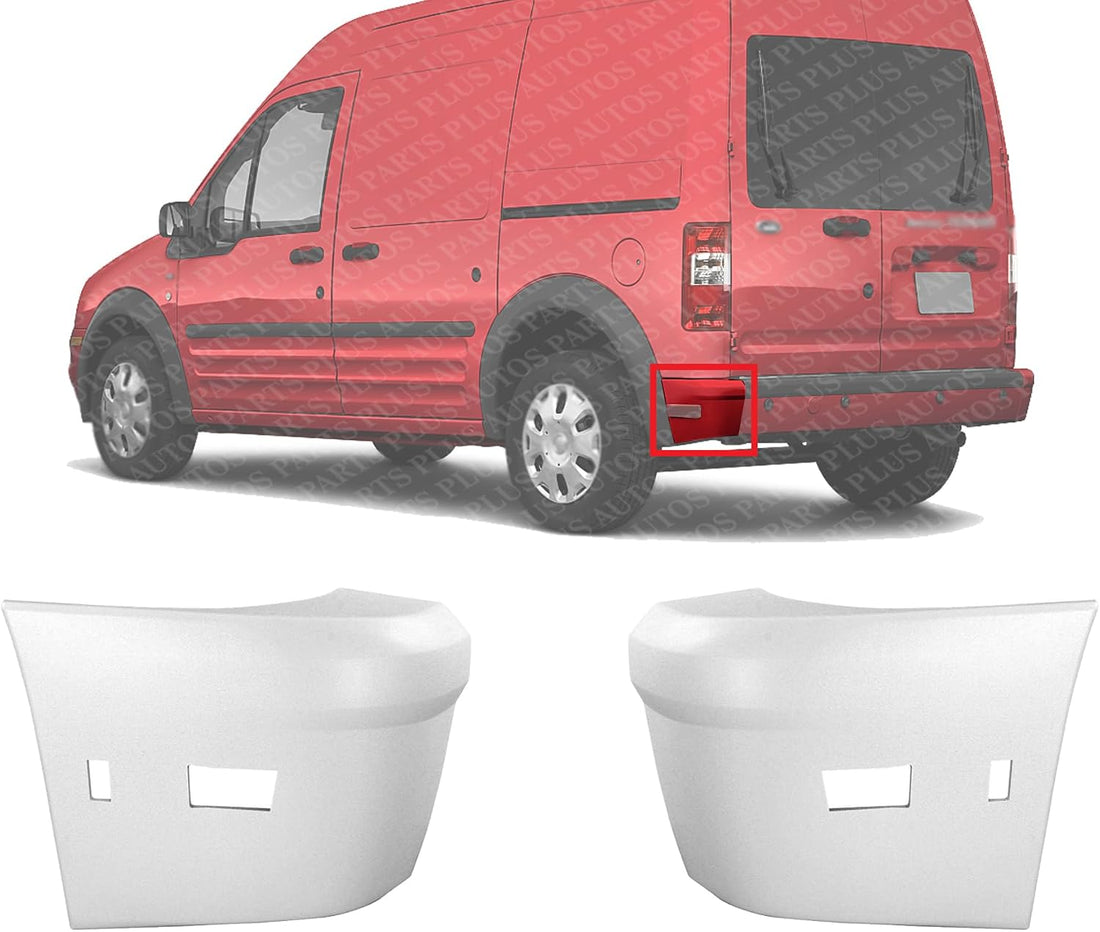 Set Of 2 Rear Bumper End Primed Right Passenger & Left Driver Side Direct Replacement Compatible With 2010-2013 Ford Transit Connect FO1105135 FO1104135 9T1Z17F774DB 9T1Z17F774DA