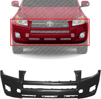 Front Bumper Cover Primed With Fog Light Holes Direct Replacement Compatible With 2009-2012 Toyota RAV4 TO1000349 521190R901