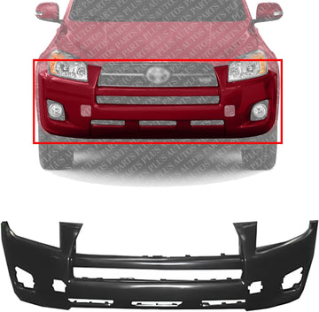 Front Bumper Cover Primed With Fog Light Holes Direct Replacement Compatible With 2009-2012 Toyota RAV4 TO1000349 521190R901