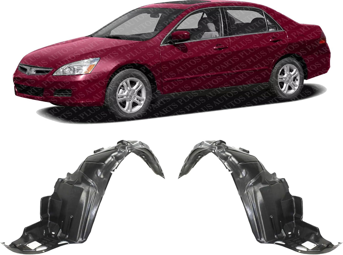 Set Of 2 Front Fender Liner Left Driver And Right Passenger Side Direct Replacement Compatible With 2003-2007 Honda Accord HO1248114 HO1249114 74151SDAA00 74101SDAA00