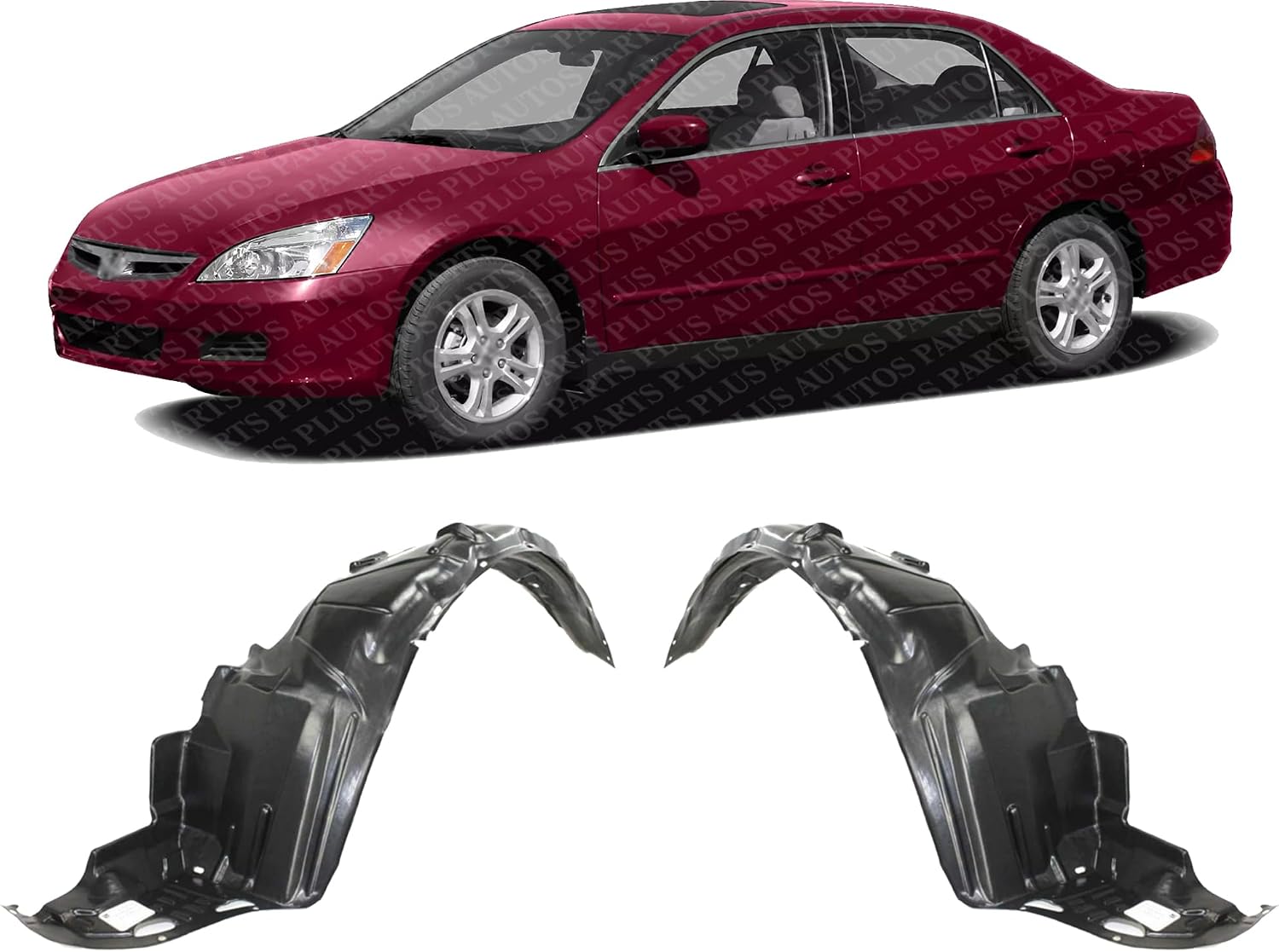Set Of 2 Front Fender Liner Left Driver And Right Passenger Side Direct Replacement Compatible With 2003-2007 Honda Accord HO1248114 HO1249114 74151SDAA00 74101SDAA00
